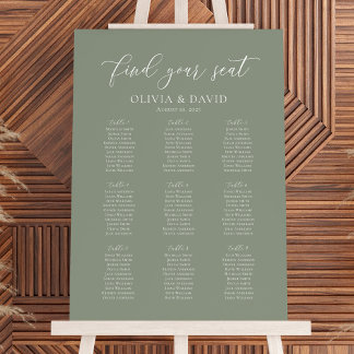 Sage Green Colour 9 Tables Welcome Seating Chart
