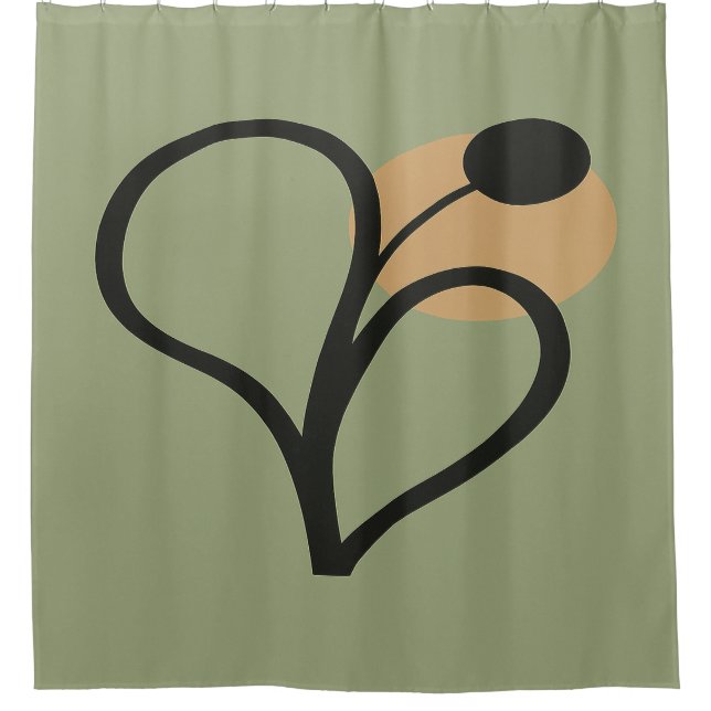 Sage Green Contemporary Botanical  Shower Curtain (Front)