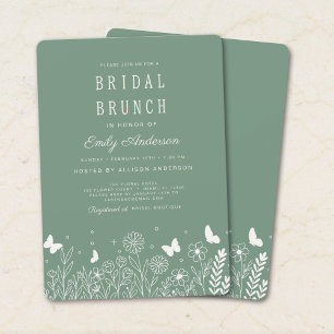 Sage Green Cottagecore Floral Bridal Brunch Invitation