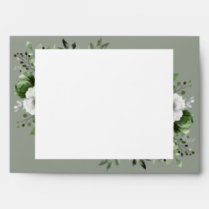 Sage Green Country Floral Return Address Envelope