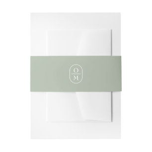 Sage Green Couple Monogram Wedding Invitation Invitation Belly Band