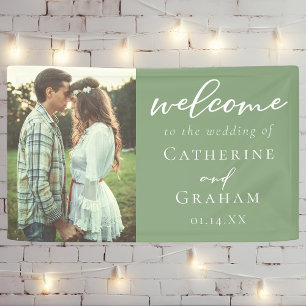 Sage Green Couple Photo Spring Wedding Banner
