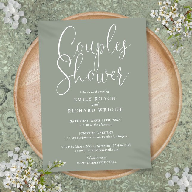 Sage Green Couples Bridal Wedding Shower Invitation (Sage Green Couples Bridal Wedding Shower Invitation)