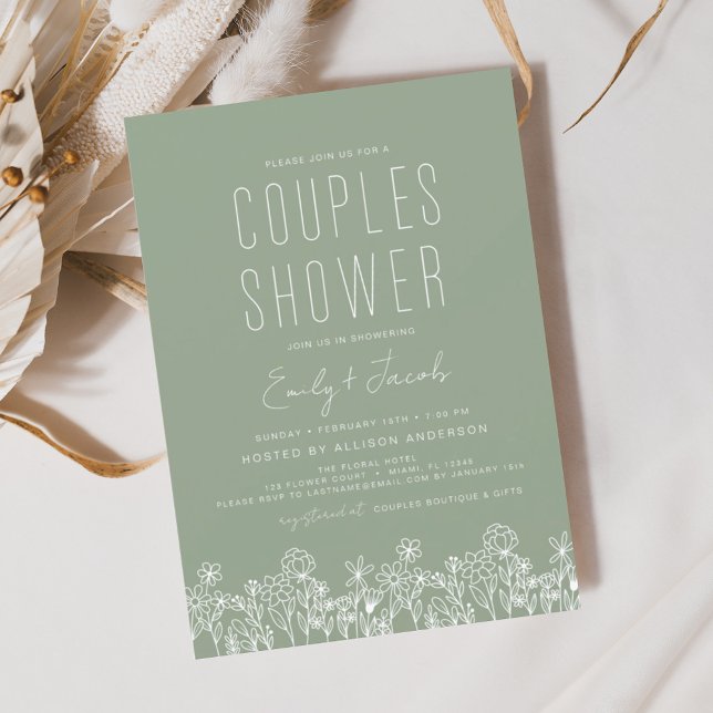 Sage Green Couples Shower Boho Wildflower  Invitation (Creator Uploaded)