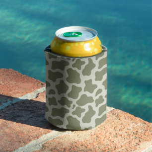 Sage Green Cow Print Can Cooler