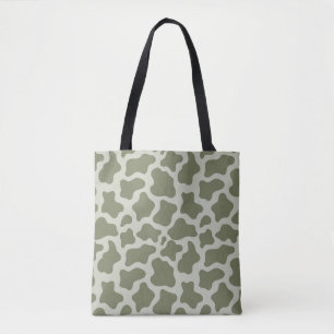 Sage Green Cow Print Tote Bag