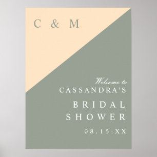 Sage Green Cream Bridal Shower Welcome Sign