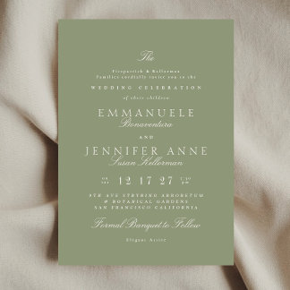 Sage Green Cream Elegant Calligraphy The Wedding Invitation