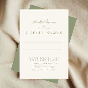 Sage Green Cream Elegant Script Formal The Wedding RSVP Card