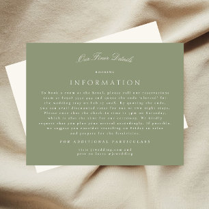 Sage Green Cream Elegant Script Wedding Details Enclosure Card