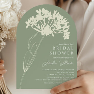 Sage Green & Cream Modern Floral Bridal Shower Invitation
