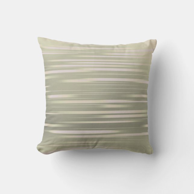 Sage Green & Cream Striped Throw Pillow (Front)