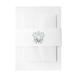 Sage Green Crest and Cross Invitation Belly Band