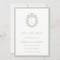 Sage Green Crest Monogram Wedding  Logo 