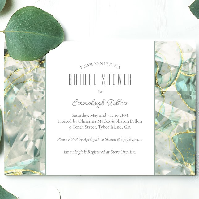 Sage Green Crystal Aventurine Bridal Shower Invitation (Creator Uploaded)