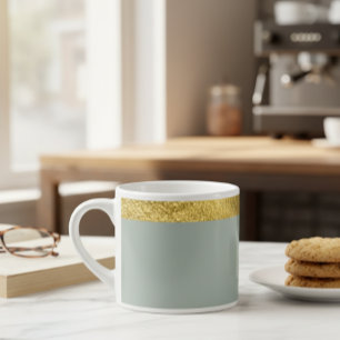 Sage green cup / Cup with golden edge