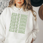 Sage Green Custom Boho Bachelorette Maid of Honour Hoodie<br><div class="desc">Are you looking for the perfect gift for your upcoming bridal party? Why not get them all personalised hoodies sweatshirts! This sage green bachelorette party maid of honour hoodie sweatshirt is perfect for your bestie. The sweatshirt is made from a soft, comfortable fabric and features a flattering fit. It's also...</div>