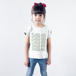Sage Green Custom Boho Wedding Flower Girl Trendy T-Shirt<br><div class="desc">If you are looking for the perfect gift for your flower girl at your upcoming wedding, look no further than our beautiful and unique wedding flower girl shirt! This adorable shirt features a colourful groovy design and her name on the back of the shirt. Not only is this a beautiful...</div>