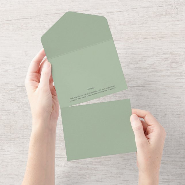 Sage Green Custom Branded All In One Invitation (Tearaway)