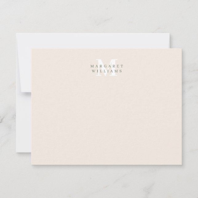 Sage Green Custom Coloured Monogram Name Card (Front)