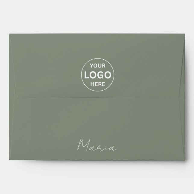 Sage Green Custom Logo Personalised Envelope (Back (Top Flap))