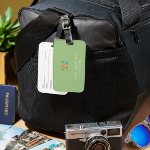 Sage Green Custom Name & logo  Luggage Tag