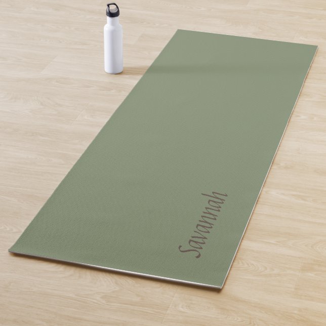 Sage Green Custom Name Yoga Mat (In Situ)
