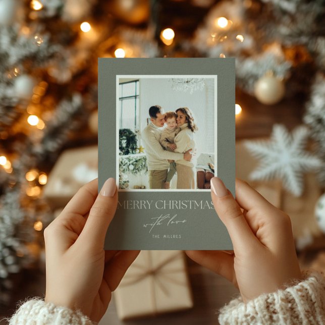 Sage Green Custom Photo Christmas Greeting Card (Creator Uploaded)