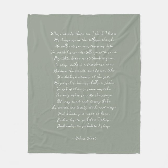 Sage Green Custom Poem Song Lyric Quote  Fleece Blanket (Front)