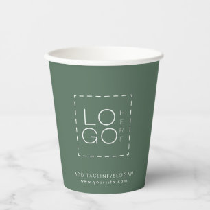 Sage Green Custom Square Business Logo Party Paper Cups