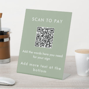 Sage Green Custom Text Scan to Pay QR Code Sign