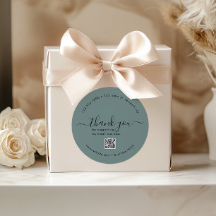 Sage Green Custom Thank You Stickers With QR Code