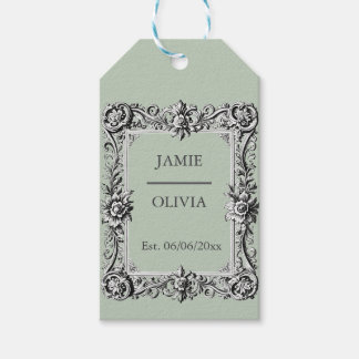 sage green Custom Victorian Scroll Frame – wedding Gift Tags