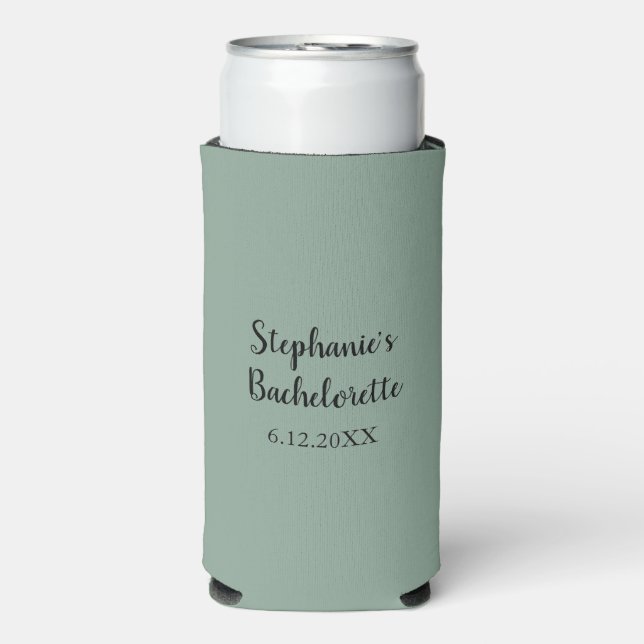 Sage Green Custom Wedding Bachelorette Favour Gift Seltzer Can Cooler (Seltzer Front)