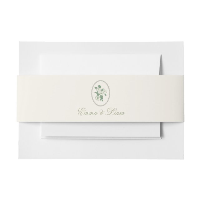 Sage Green Custom Wedding Belly Band Invitation Belly Band (Front Example)