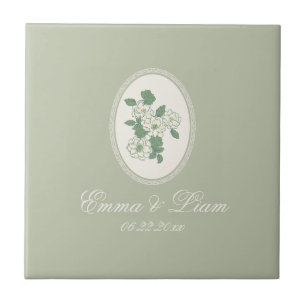 Sage Green Custom Wedding Ceramic Tile
