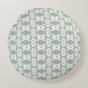 Sage Green Damask Round Cushion