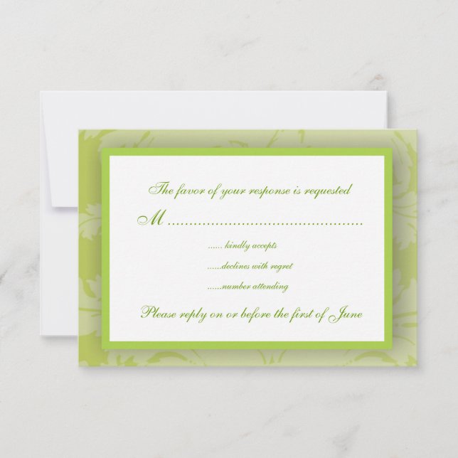 Sage Green Damask RSVP Card (Front)
