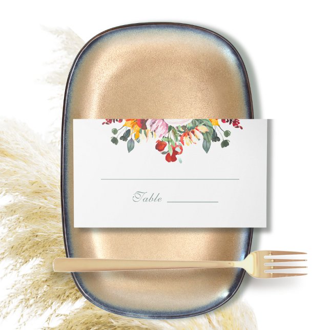 Sage Green Dark Red Golden Sunflower Watercolor   Place Card (Creator Uploaded)