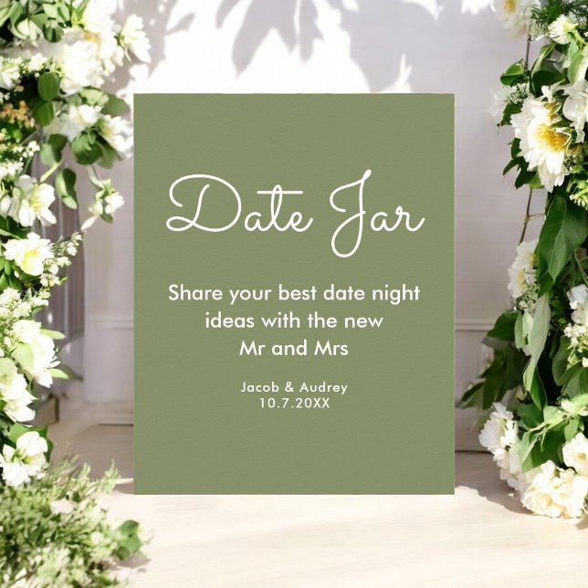 Sage Green Date Jar Wedding Shower Poster (Creator Uploaded)