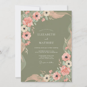 Sage Green Delicate Bohemian Wedding Invitation