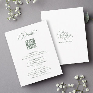 Sage Green Delicate Elegant Wedding Details Enclosure Card