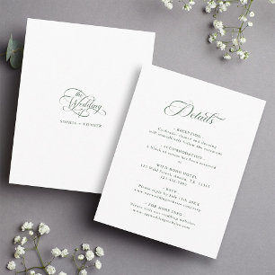 Sage Green Delicate Elegant Wedding Enclosure Card