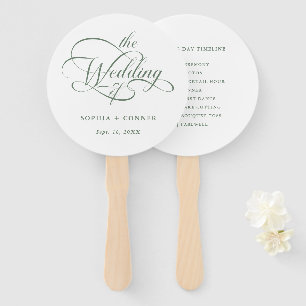 Sage Green Delicate Elegant Wedding Timeline Hand Fan