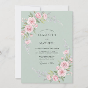 Sage Green Delicate Spring Wedding Invitation