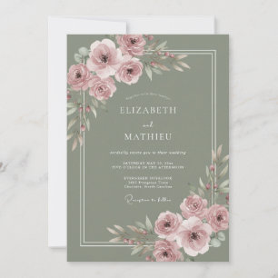 Sage Green Delicate Summer Wedding Invitation