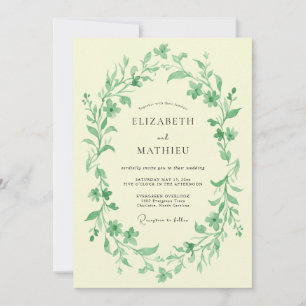 Sage Green Delicate Woodland Wedding Invitation