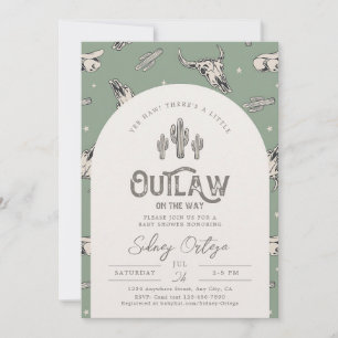 Sage Green Desert Cowboy Baby Shower Invitation