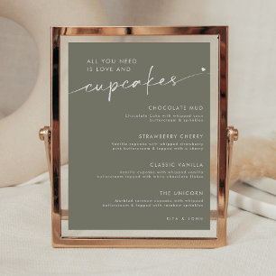 Sage Green Dessert Cupcake Menu Wedding Sign