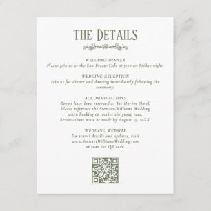 Sage Green Details Reception Information Wedding  Enclosure Card